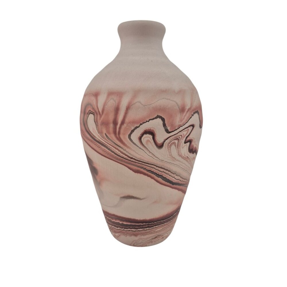 Nemadji Pottery Hand Made Swirl Design Vase Decorative Earth Tones USA Ceramic - Picture 4 of 10